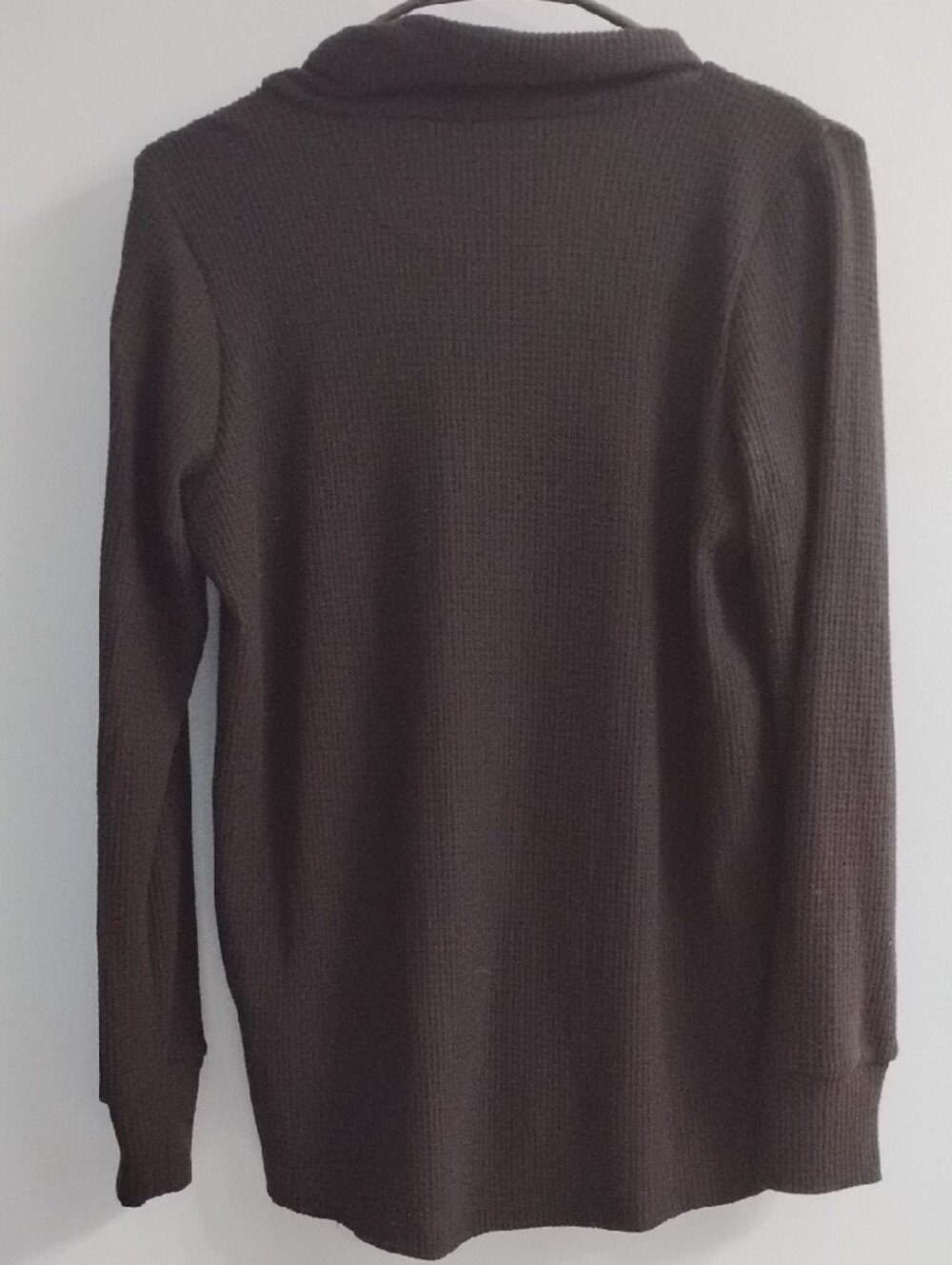 NWT Straight Down Black Shawl-Collar Long Sleeve Waffle Knit Top Size XS - Picture 6 of 6